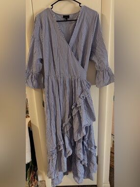 Who What Wear Blue & White Striped Dress